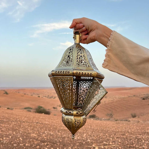 Large Hanging Moroccan Lantern – Antique Brass Style (CL 1001)